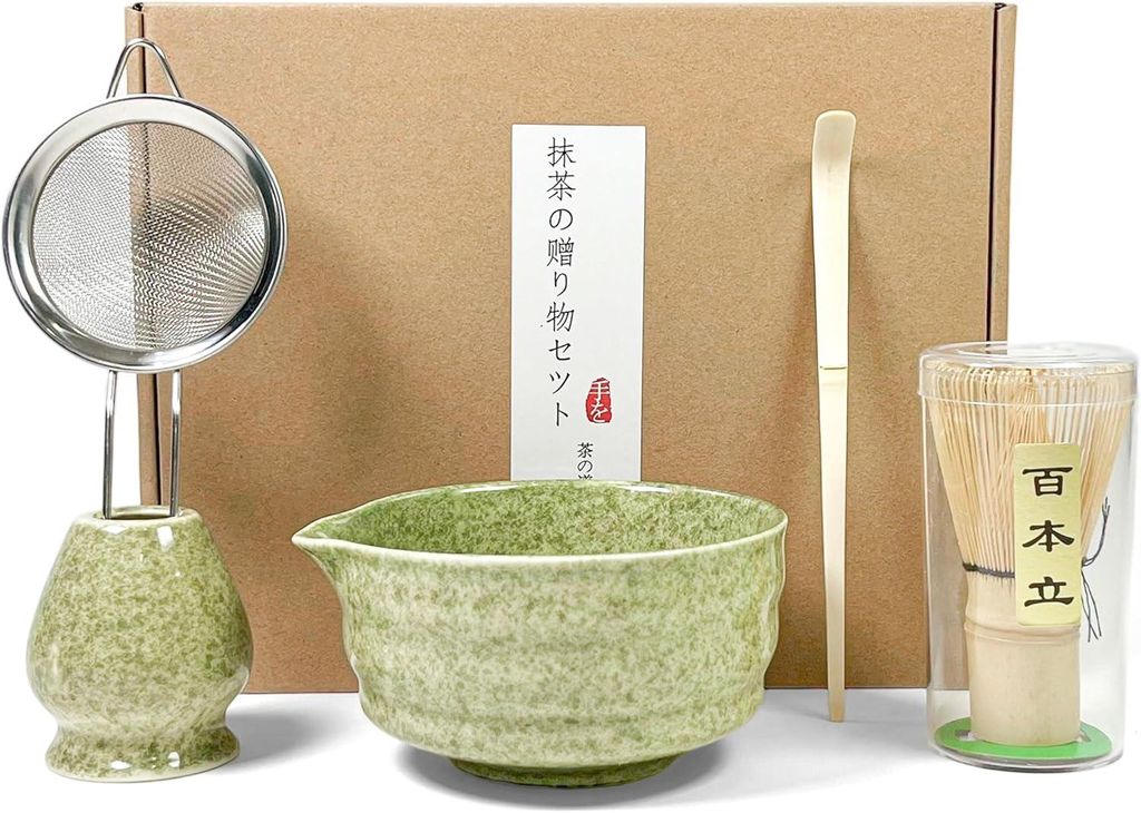 Matcha Set, Matcha Teezeremonie Set, Matcha Schneebesen, Keramik Schale, Teelöffel, Bambus Matcha Besen, Traditionelles Teezeremonie Set