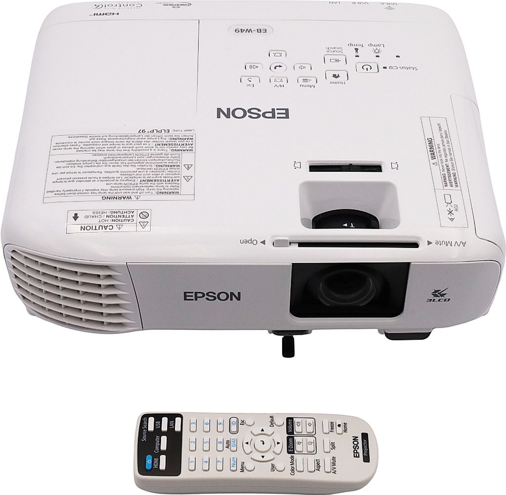 X800) Epson EB-W49 3 LCD 3800-Lumen 16:10 VGA HDMI Composite Video Speaker WXGA White (1280