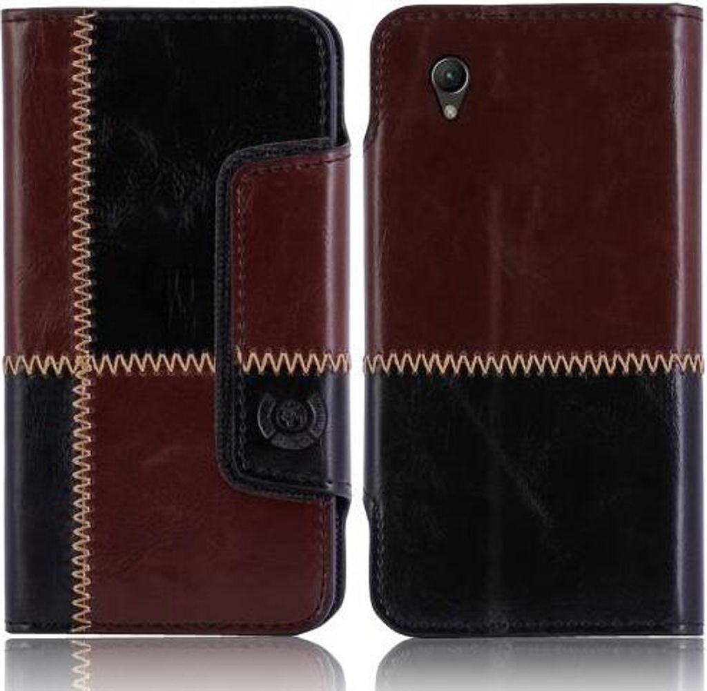 Sony Xperia Z (L36H) numia Bookstyle Nahtmuster Schwarz-Braun