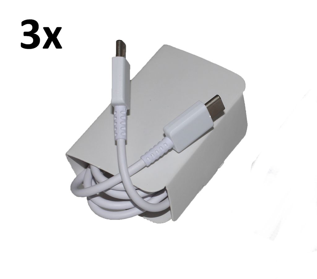 3x Typ-C Schnell-Ladekabel für Original Samsung Galaxy S8, S8 Plus, S8 Active Datenkabel super-schnell weiß 1m beidseitig USB Type-C super-fast-C...
