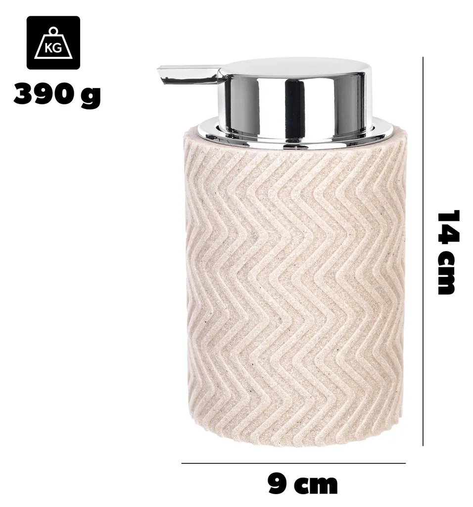 Distributeur savon pompe anti-gaspillage KADAX en polyrésine beige durable - 3