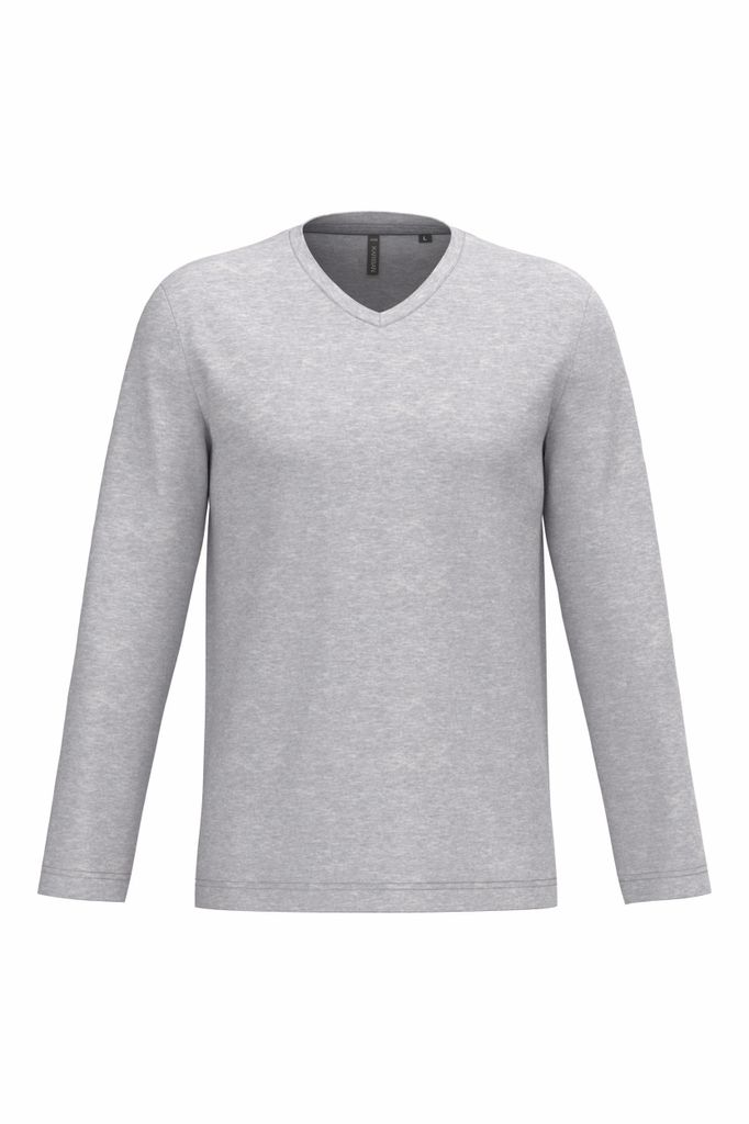 Kariban Mens long-sleeved V-neck T-shirt