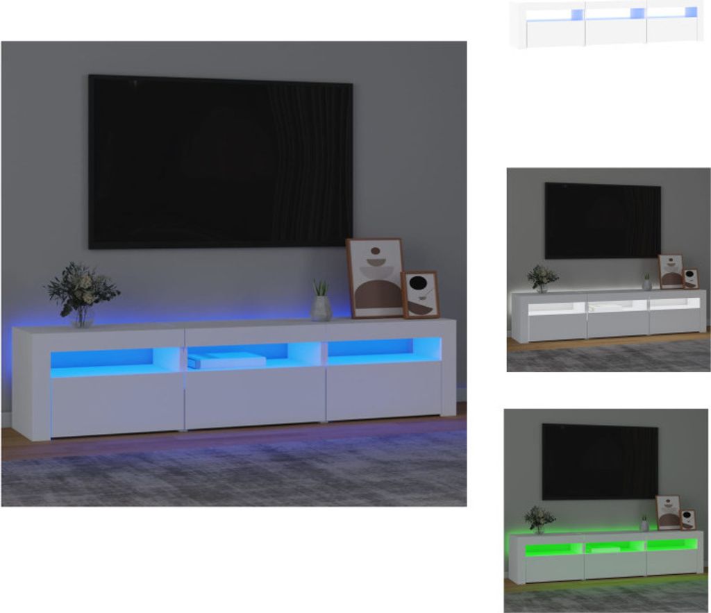 vidaXL TV-Schrank mit LED-Leuchten Weiß 180x35x40 cm - TV-Möbel
