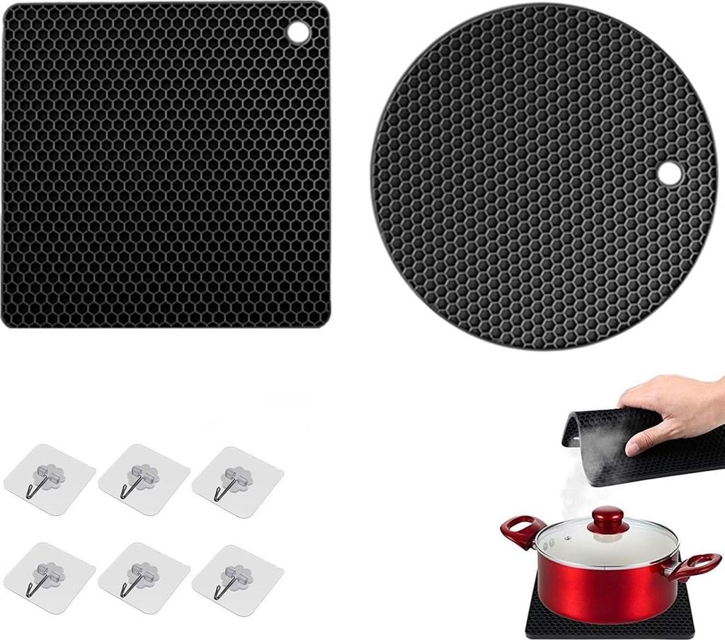 2 Stück Extra dicke Silikon-Untersetzer, hitzebeständig, Mehrzweck-Tischsets für heiße Töpfe, Pads, Pfannen, Geschirr