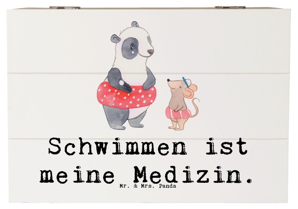 Mr. & Mrs. Panda holzschachtel Otter Schwimmen 22 x 15 cm - Weiß - Geschenk, Wassersport, Holzkiste, Box, fotobox, Truhe, Aufbewahrungsbox aus Hol...