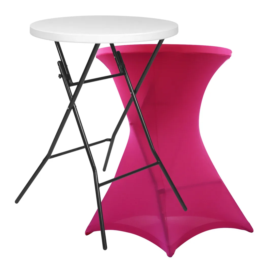 Table haute 80cm pliable + housse rose Oviala - Pratique et stable
