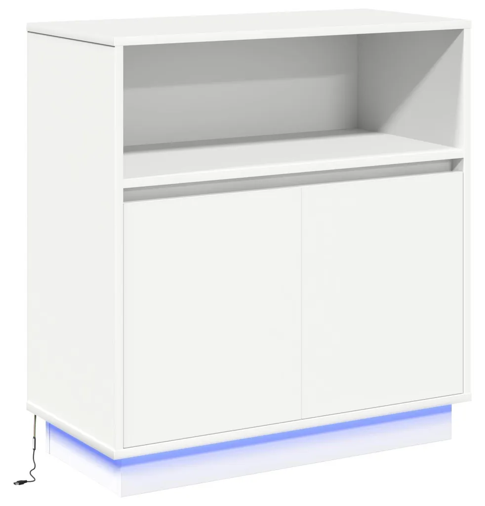 Buffet LED blanc vidaXL 71x34,5x75 cm en aggloméré pour salon moderne