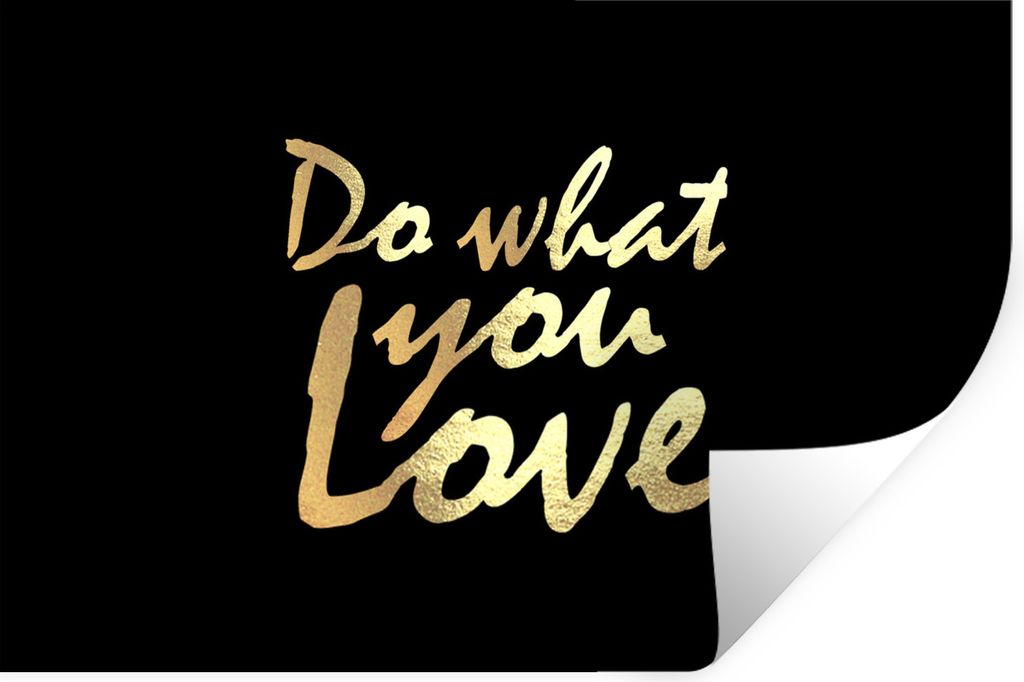 MuchoWow Wandtattoo Wandsticker Wandaufkleber Zitat - Liebe - Schwarz - Gold 30x20 cm Selbstklebend und Repositionierbar - Wierderverwendbar - Se...