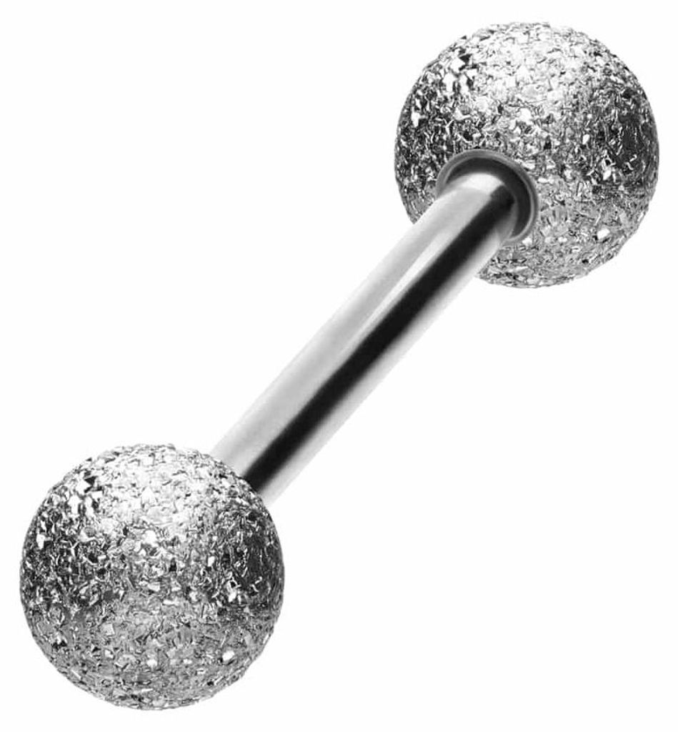 Zungenpiercing, Intim-Piercing Chirurgenstahl Barbell DIAMANTOPTIK Silber Stablänge: 14mm