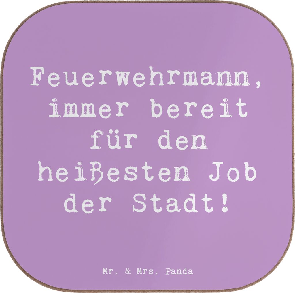 Mr. & Mrs. Panda Tischuntersetzer Spruch Feuerwehrmann Held - Lavendeltraum - Geschenk, Beruf, Hommage, Coaster, gläseruntersetzer, Berufsliebe, G...