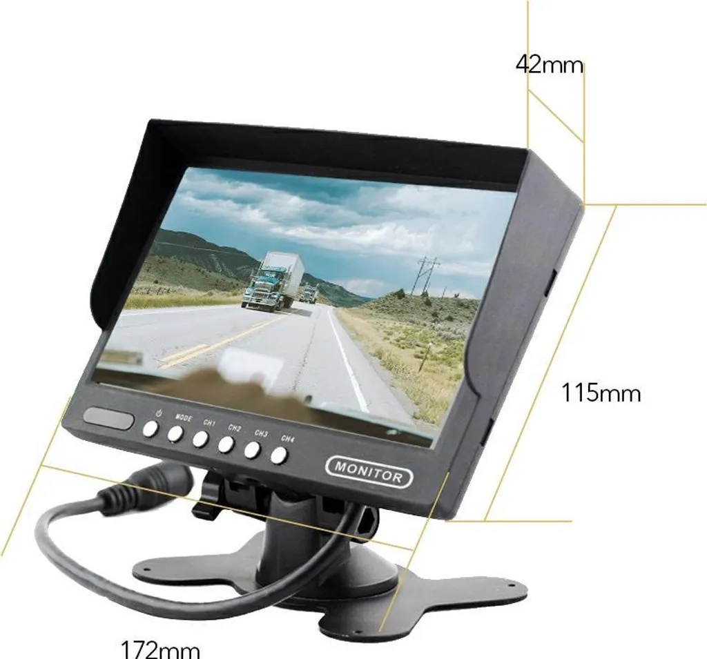 Moniteur 7 pouces LCD 4 Pin avec affichage divisé Quad et support