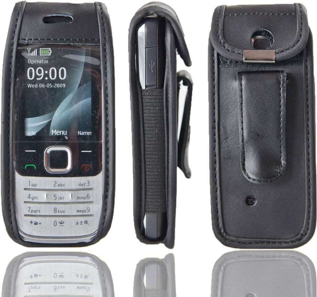 caseroxx Ledertasche mit Gürtelclip kompatibel mit Nokia 2700 und 2730 Classic aus Echtleder, Tasche mit Gürtelclip und Sichtfenster