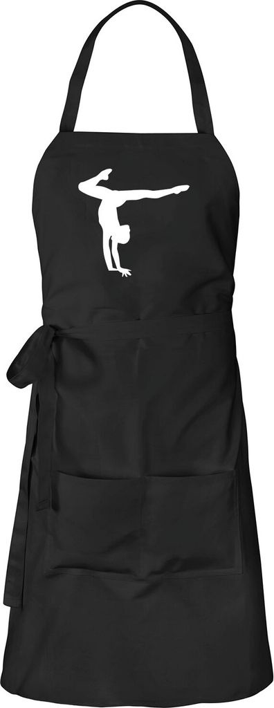 Huuraa Schürze Turnen Gymnastik Schwarz mit Taschen Baumwolle Kochschürze Geschenkidee