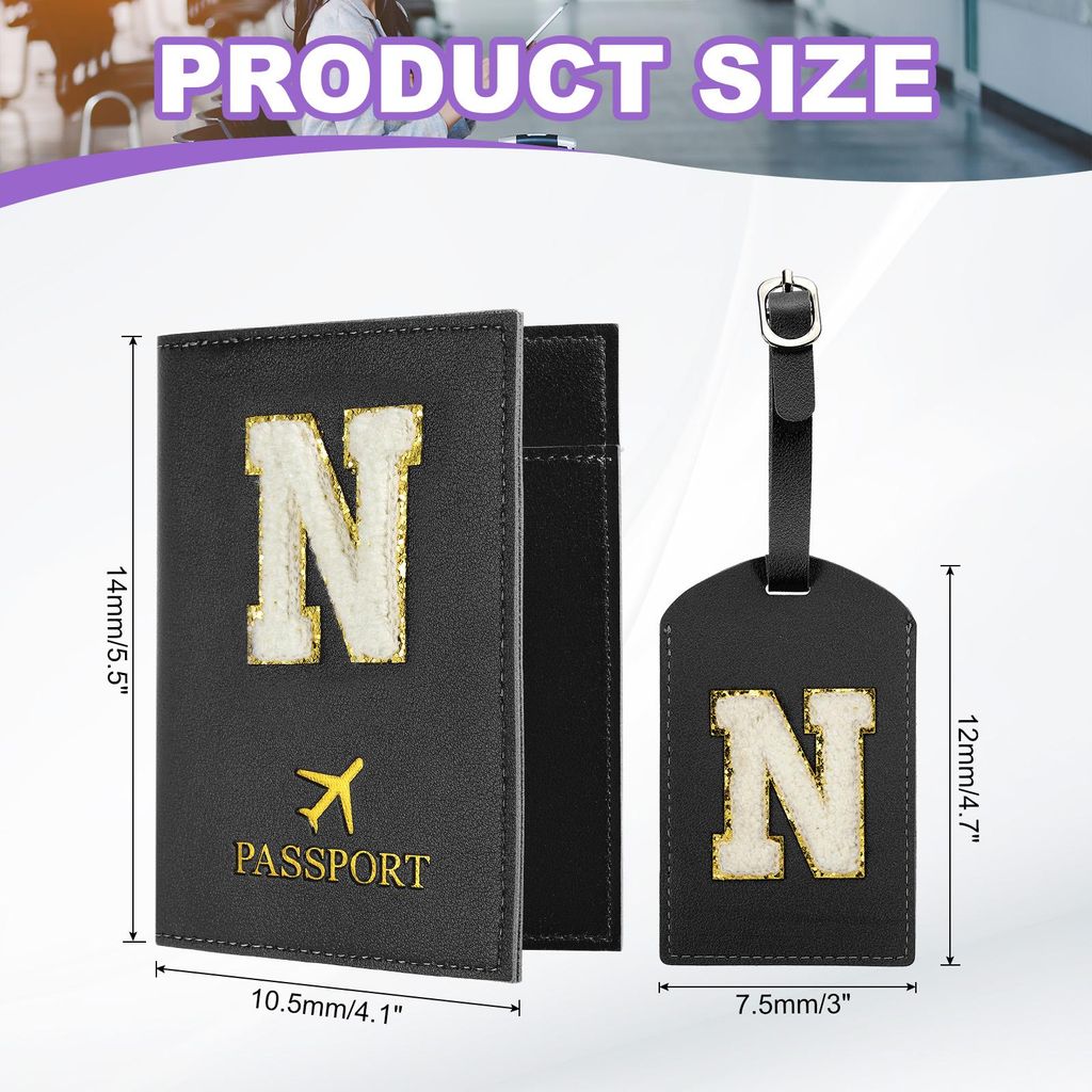 Reisepasshš¹lle und Kofferanh?nger Set, Reisepasshš¹lle Passport Hš¹lle fš¹r Reisen mit Alphabet Buchstaben Reisebrieftasche Koffer Identif...