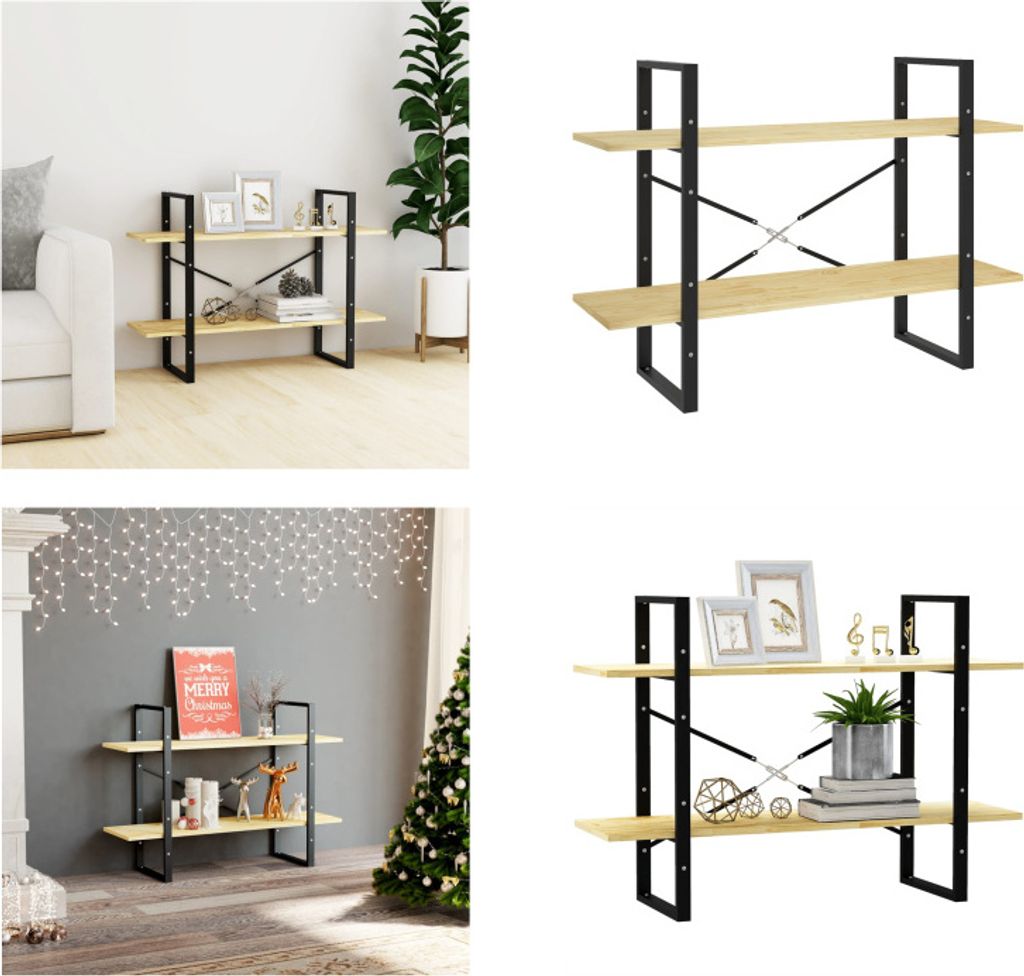 vidaXL Bücherregal 2 Böden 100x30x70 cm Massivholz Kiefer - Bücherregal - Bücherregale - Bücherregal Holz - Bücherregal Massivholz