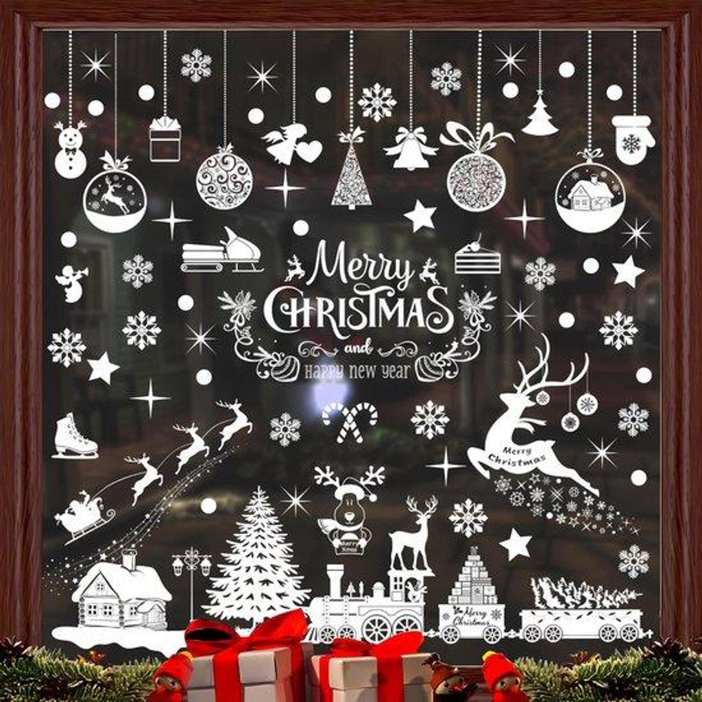 Herbruikbare Kerst Raamdecoratie Sneeuwpop Kerstman (B1)