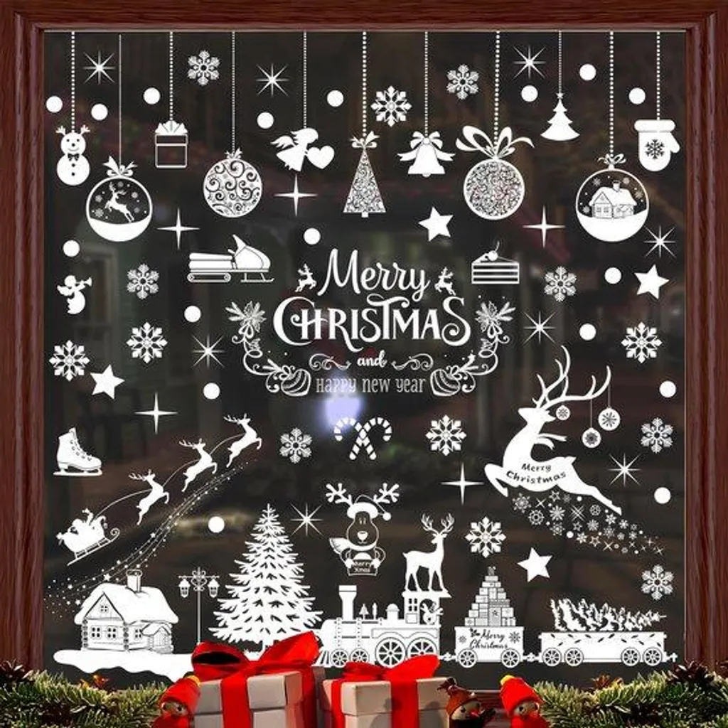 Déco de Noël pour vitres : Père Noël et Bonhomme de neige série B1