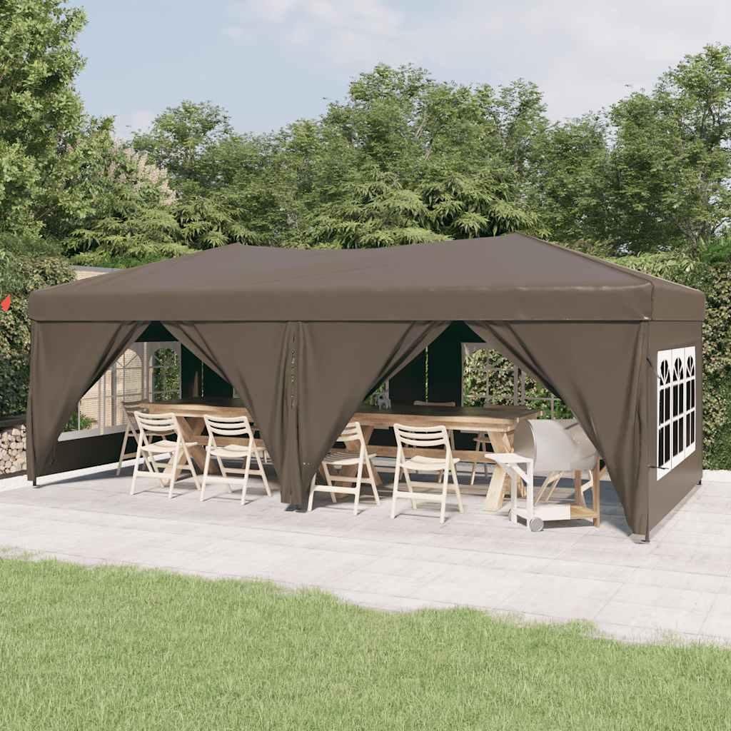 vidaXL Tenda pieghevole per feste con pareti laterali Taupe Immagine del prodotto 