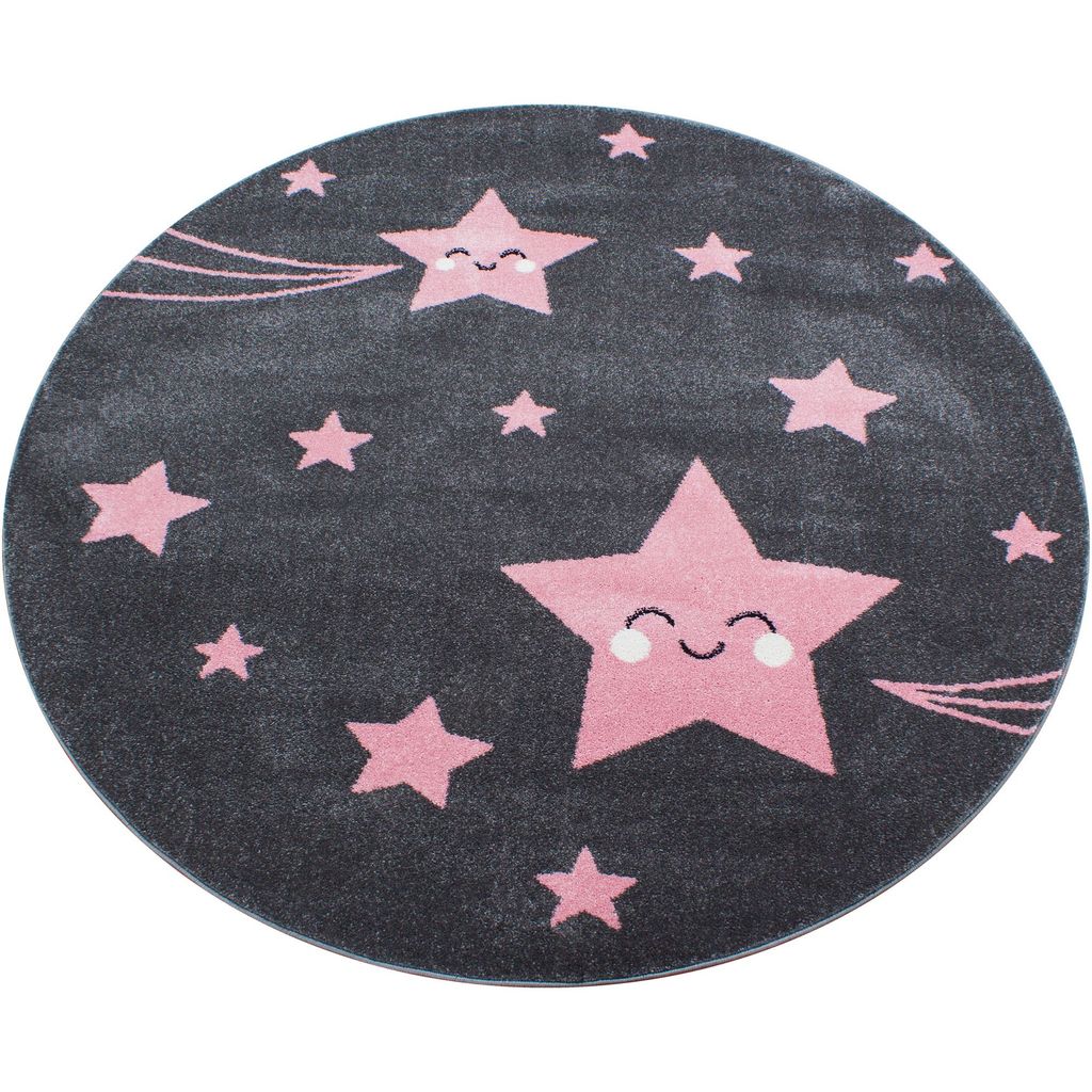 Kinder Teppich KIDS Pink 160 cm Rund