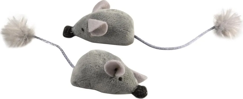 Duvoplus Cat Toy Cushy Mice Grey 2 Pezzi | Gioco Peluche per Gatti con Catnip