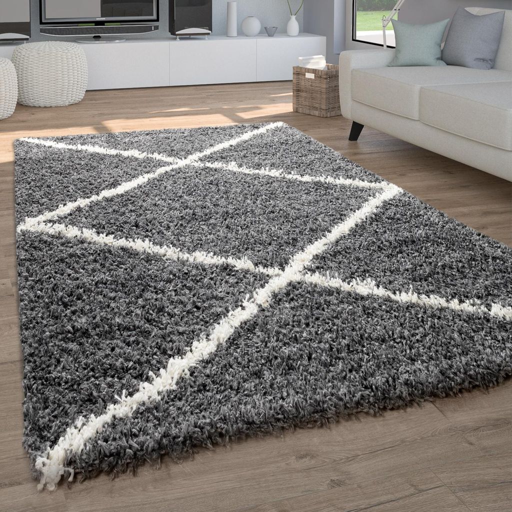 Hochflor Teppich Wohnzimmer Shaggy Langflor Skandinavisches Produktbild 
