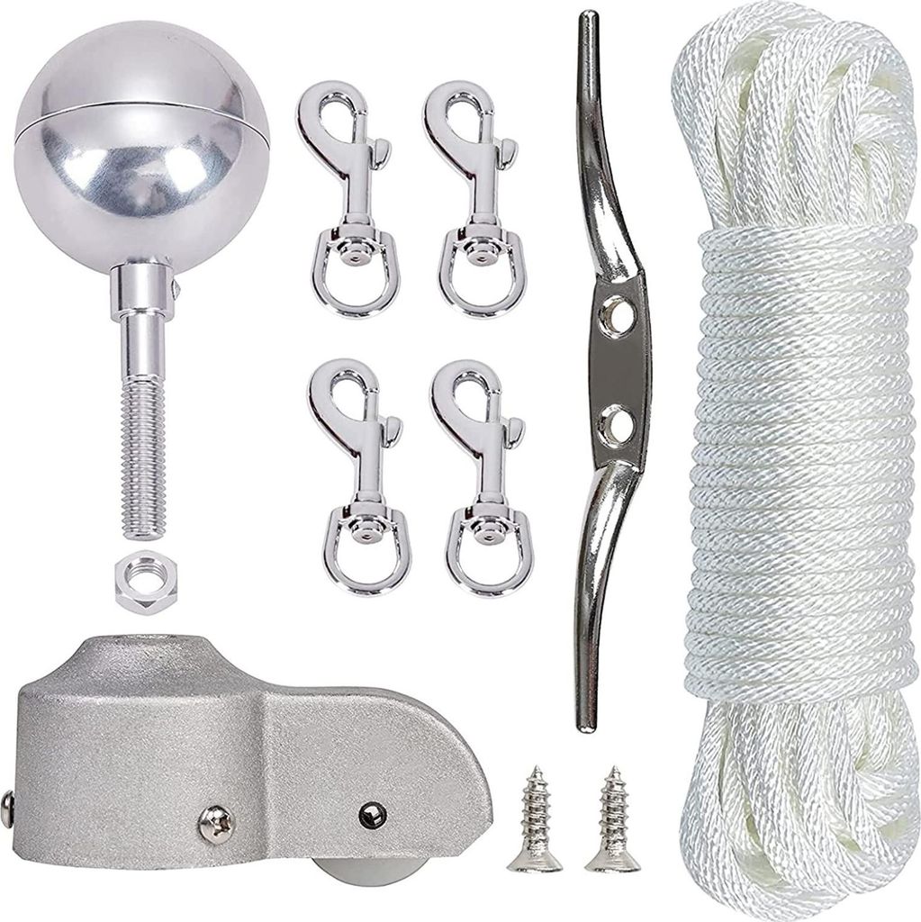 Flagstahl-Zubehörsatz, Flagstahl-Reparaturset, Flagstahl-Reparaturset einschließlich Aluminium-Kugeln, Seilen, Kletterverschlüsse, Klammern, Ges...