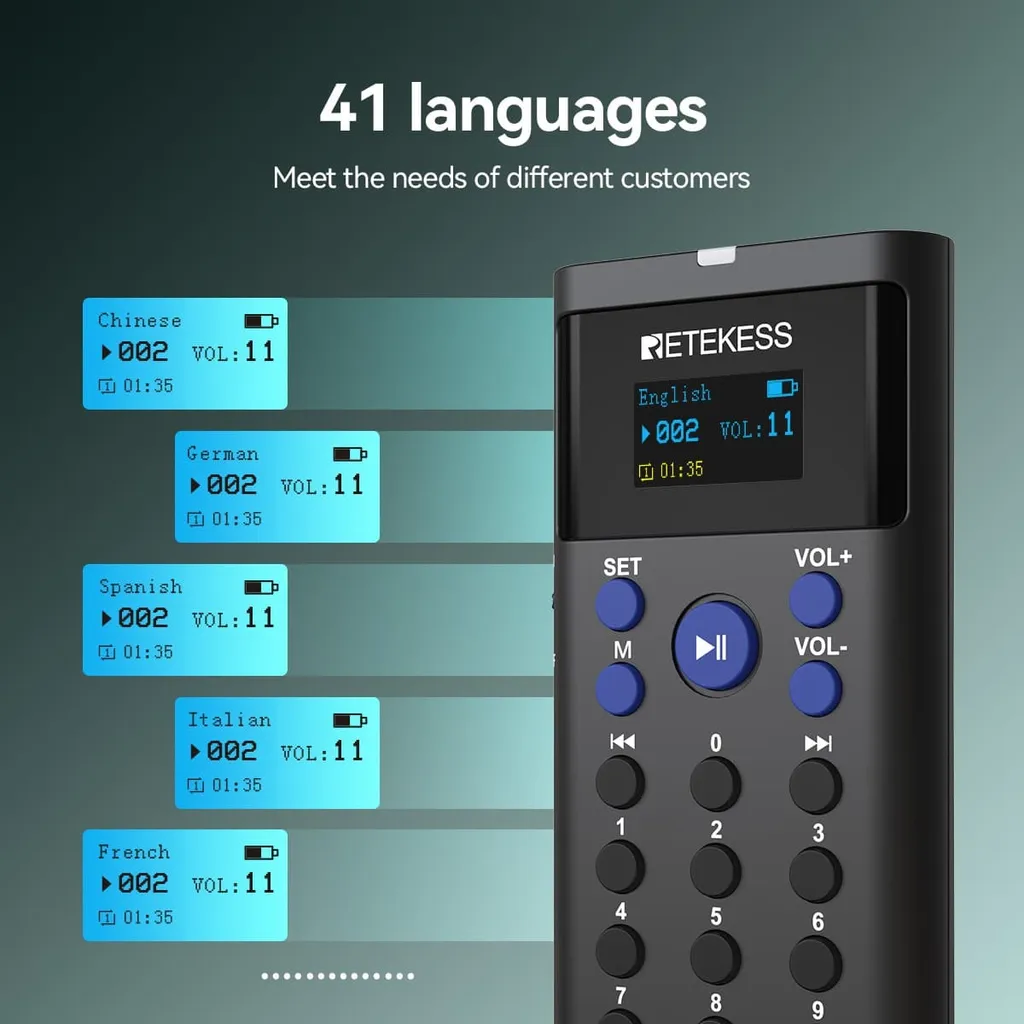 Système d'autoguidage Bluetooth Retekess TT128 pour Musées et Expos