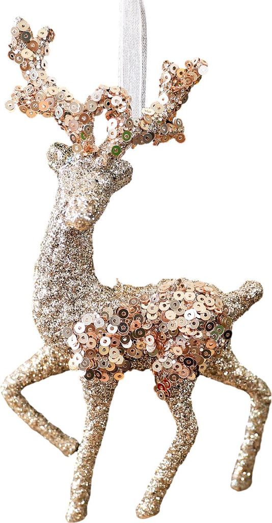 Glitzernde Pailletten-Weihnachtsbaumkugel Champagnerfarbene Ballerina/Schneeflocke/Schmetterling Hängende Dekoration für Weihnachtsbaum Winterlic...