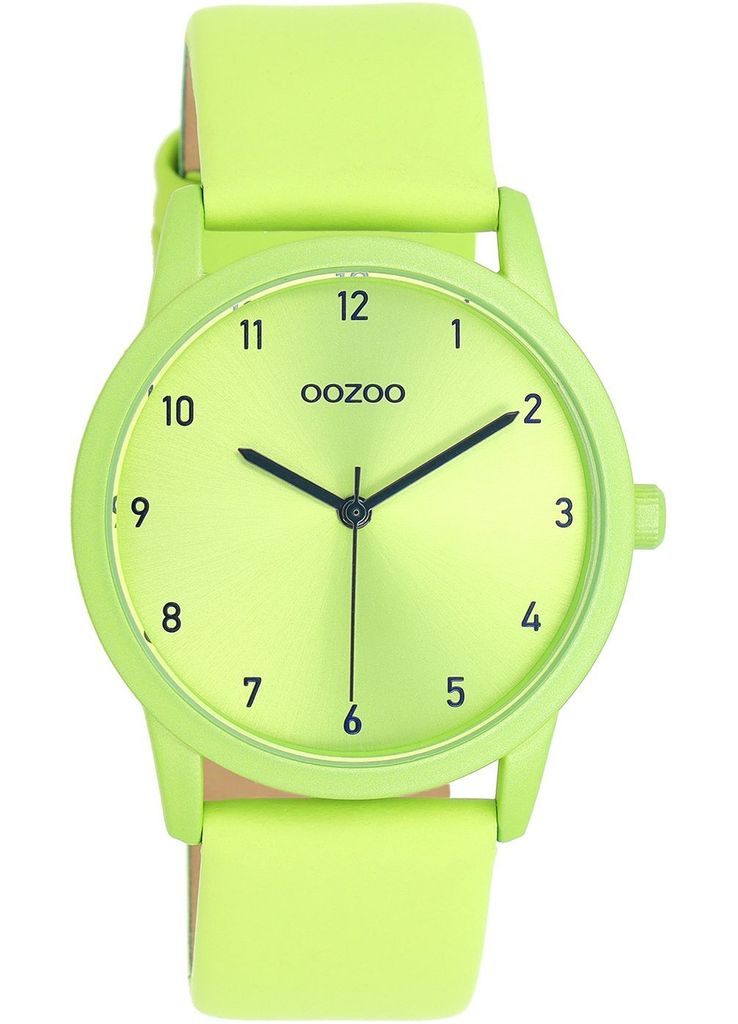 Oozoo Armbanduhr grün Leder Timepieces Damen Analog-Quarzuhr UOC11165