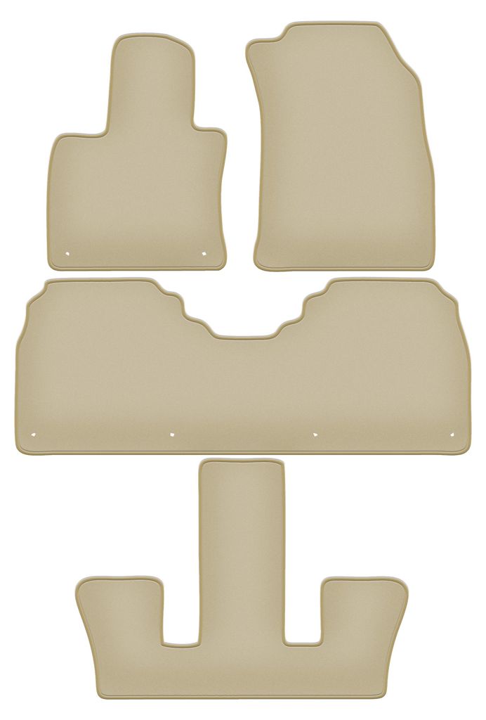 Velours-Fußmatten PREMIUM beige passend für Honggi E-HS9 (2020-, 7-Sitzer) – mit Befestigungen – passgenau