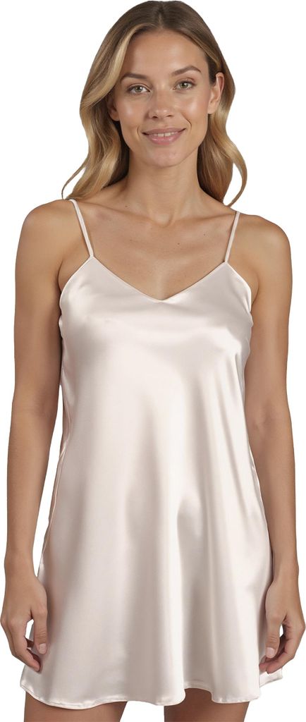 Vivisence Nachthemd Satin Verstellbare Träger Angenehm Anzufassen Der Stoff 2039, Ecru,XL