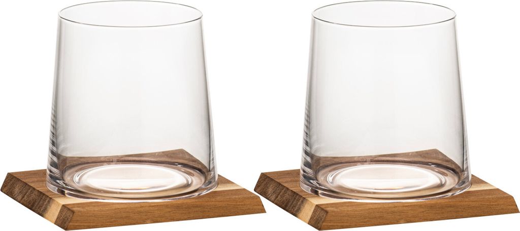 ladelle HARVEY Whiskeyglas & Untersetzer-Set 2-er Pack