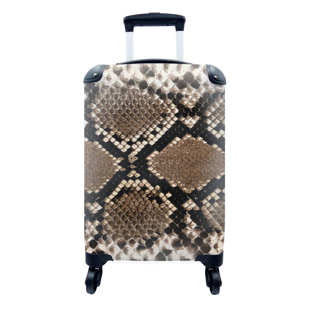 MuchoWow Koffer Handgepäck Trolley Rollkoffer Kleine Reisekoffer mit 4 Rollen - Tierfell - Schlange - Druck - Cabin Size < 55x40x23 cm & 55x40x2...