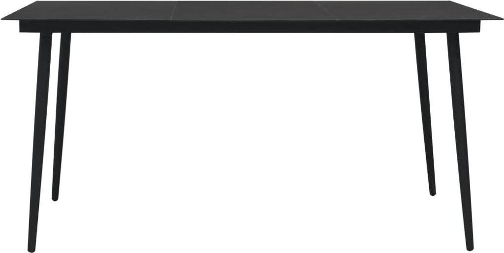 vidaXL Garten-Esstisch Schwarz 190x90x74 cm Stahl und Glas