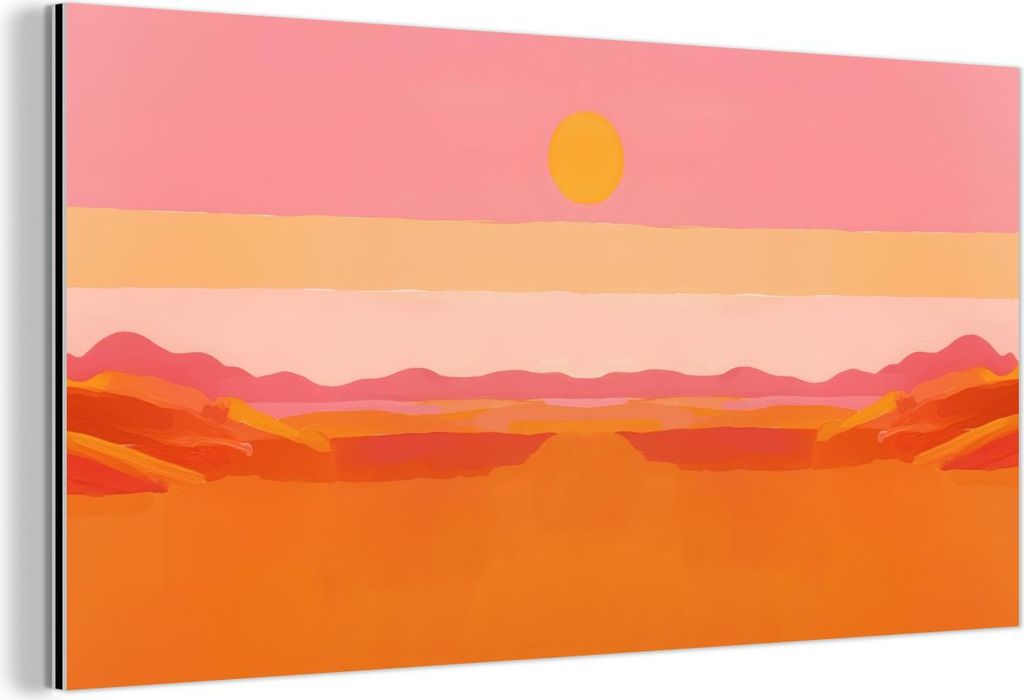 MuchoWow Wanddekoration Metall Metallbild Wandkunst 80x40 cm Sonne - Abstrakt - Landschaft - Orange MuchoWow Aluminium Gemälde - Wanddekoration - ...