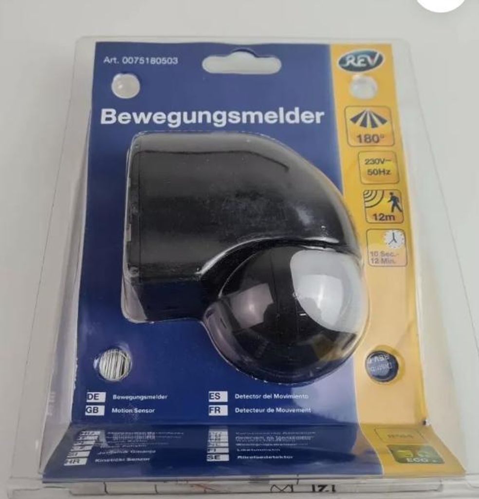 Rev Bewegungsmelder 180 Grad IP44 Schwarz Bewegungsmelder Produktbild 