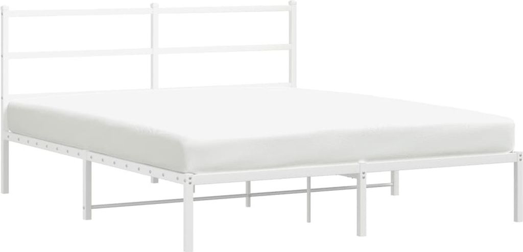 Postel s čelem kovová bílá 160x200 cm Obrázek produktu 