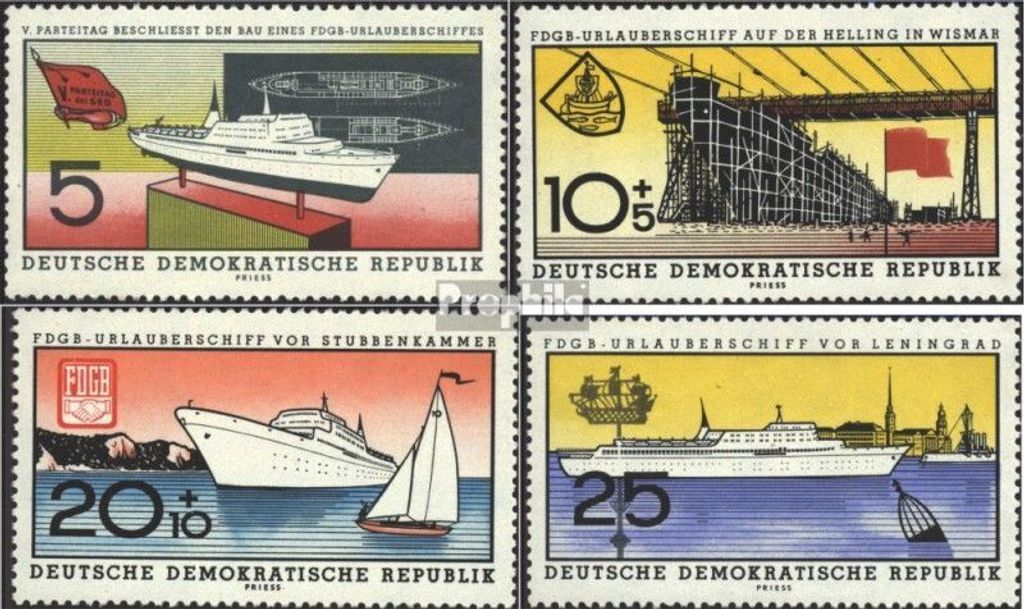 Briefmarken DDR 1960 Mi 768-771 (kompl.Ausgabe) gestempelt Stapellauf des Urlauberschiffs Fritz Heckert