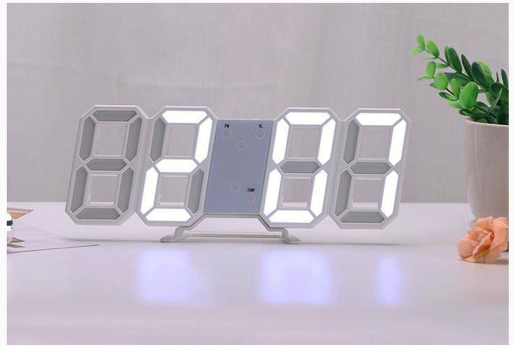 ["3D LED Digital Uhr wand deco Glowing Nacht Modus Produktbild 3