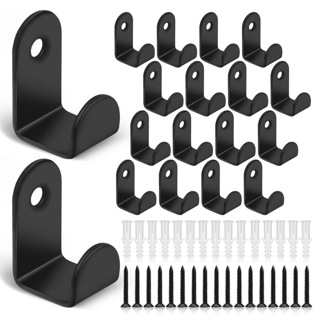 Schwarze Garderobenhaken, 18 Stück, Schraubhaken, Wandhaken für Schlafzimmer, Badezimmer, Flur, stabile Haken für Mäntel, Handtücher, Jacken u...