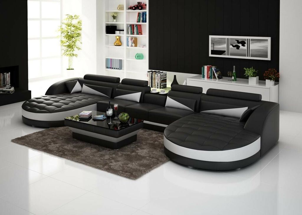 Elegantes Ecksofa U Form Kunstleder 207 x 414 x 207 cm
