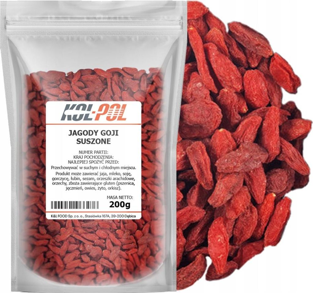 JAGODY GOJI 200g Suszone owoce na słońcu naturalne wysoka Zdjęcie produktu 
