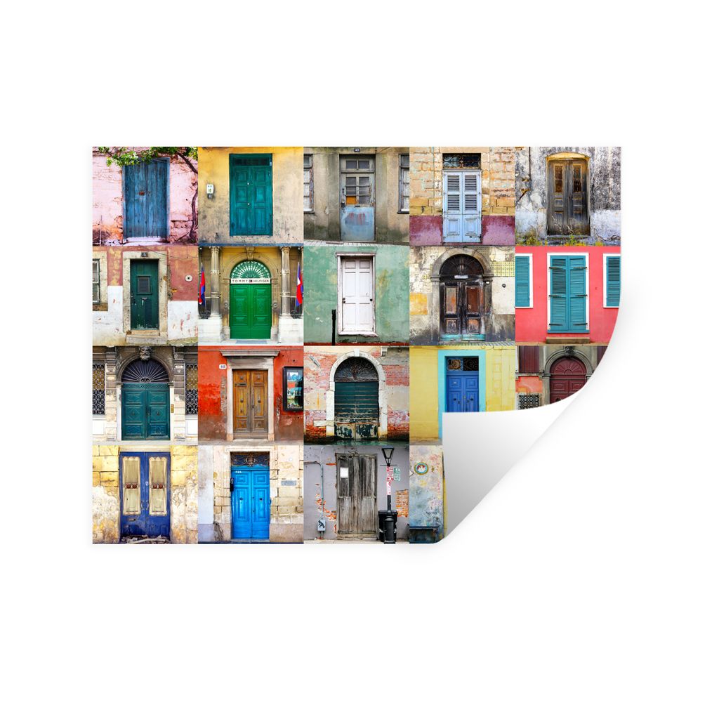 MuchoWow Wandtattoo Wandsticker Wandaufkleber Türen - Regenbogen - Architektur - Collage 40x30 cm Selbstklebend und Repositionierbar - Faltenfrei