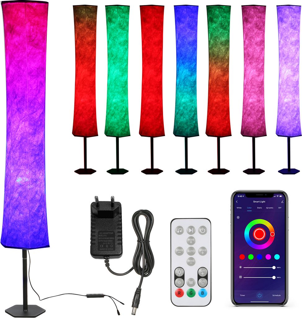 Neoglint A C85-265V 11W Hexagon RGB Stehleuchte Stehleuchte unterstuetzt kabellos verbunden / Telefon-App-Steuerung / Controller / Sprachsteuerung ...