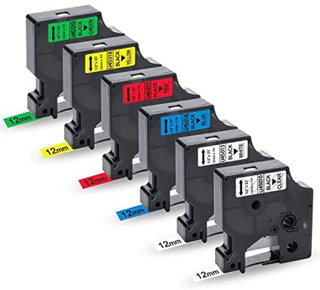 3x Schriftband-Kassette schwarz auf Weiß für DYMO D1 45013 LabelManager210D 12mm 
