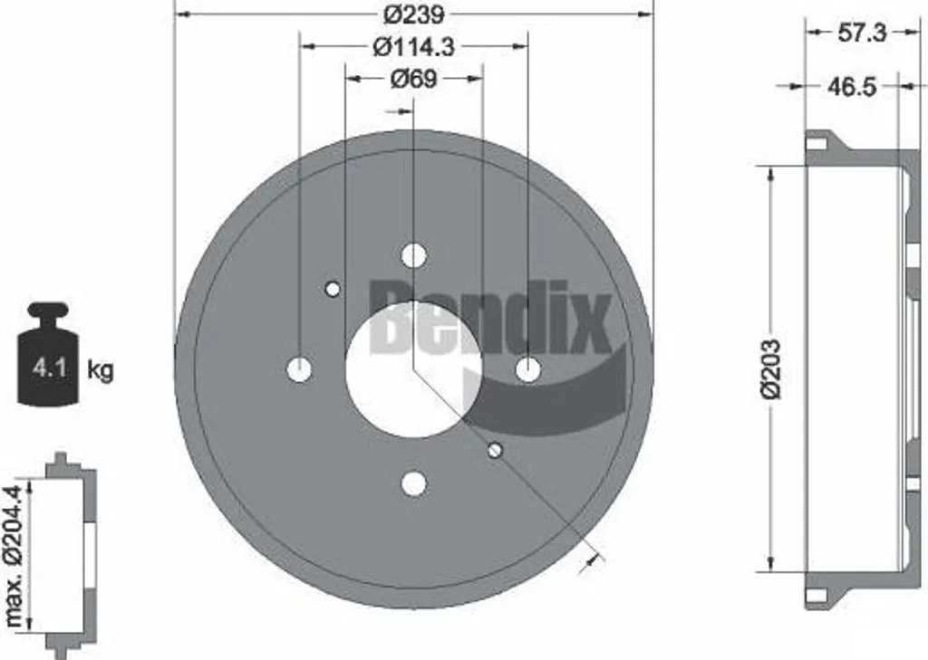 Tambour de frein BENDIX BDM1144 OE 4615A012 pour Colt et Forfour
