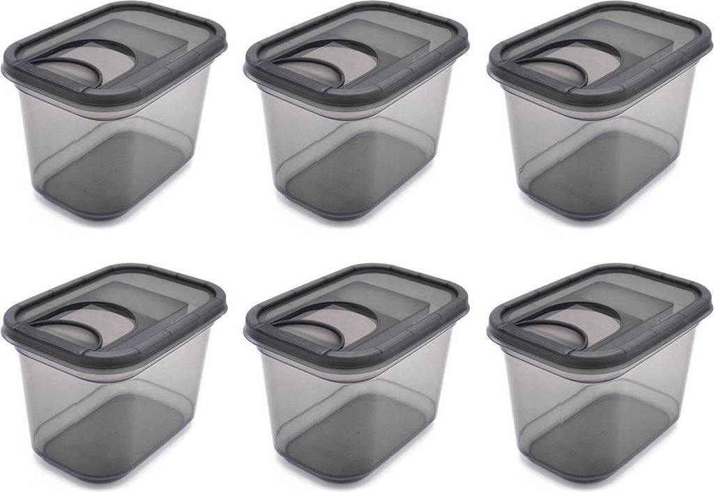 6er Set Schüttdose 1,3 Liter Vorratsdose Grau Aufbewahrungsdose Streudosen Frischhaltedosen Müslidose Lebensmittel Vorratsbehälter
