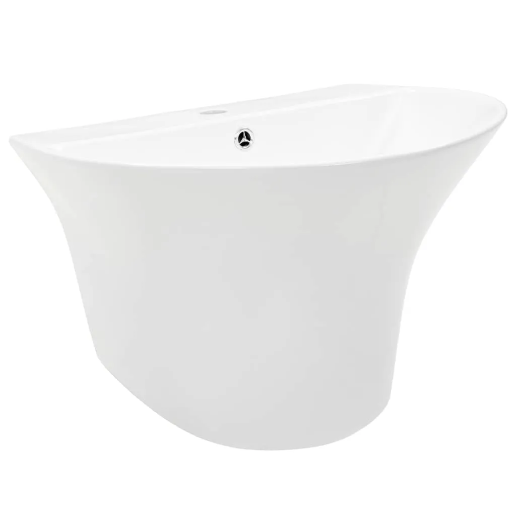 Lavabo mural vidaXL en céramique blanche, dimensions 56 x 48 x 42 cm