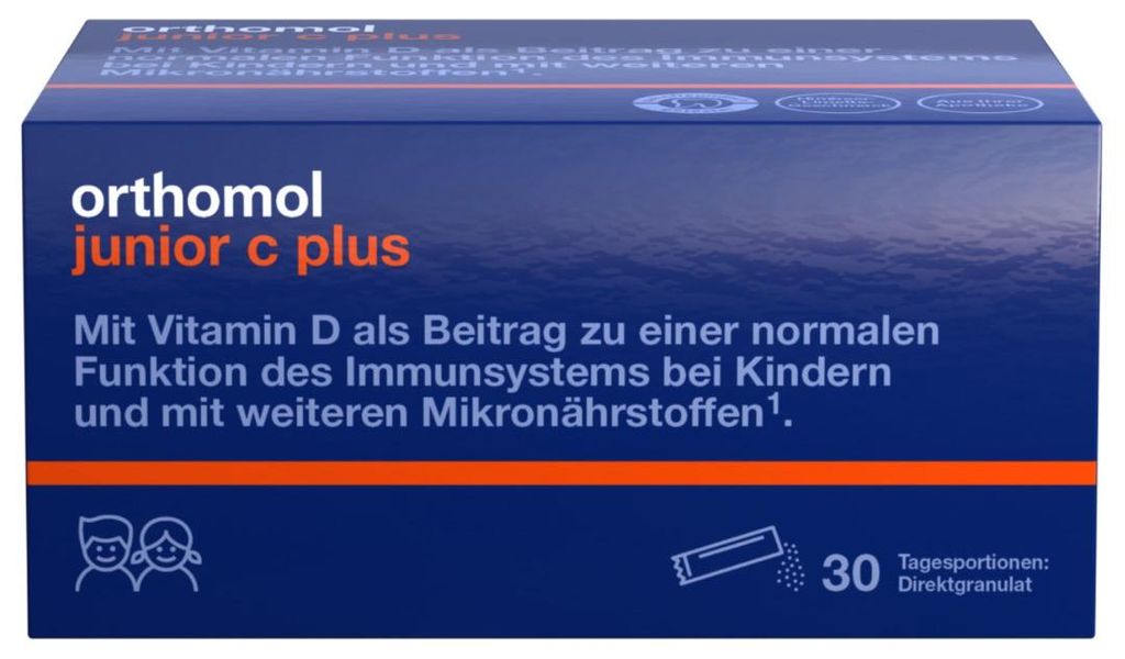 Orthomol junior C plus - mit Vitamin C als Beitrag zu einer normalen Funktion des Immunsystems - Himbeer/Limetten-Geschmack, 30 St. Tagesportionen