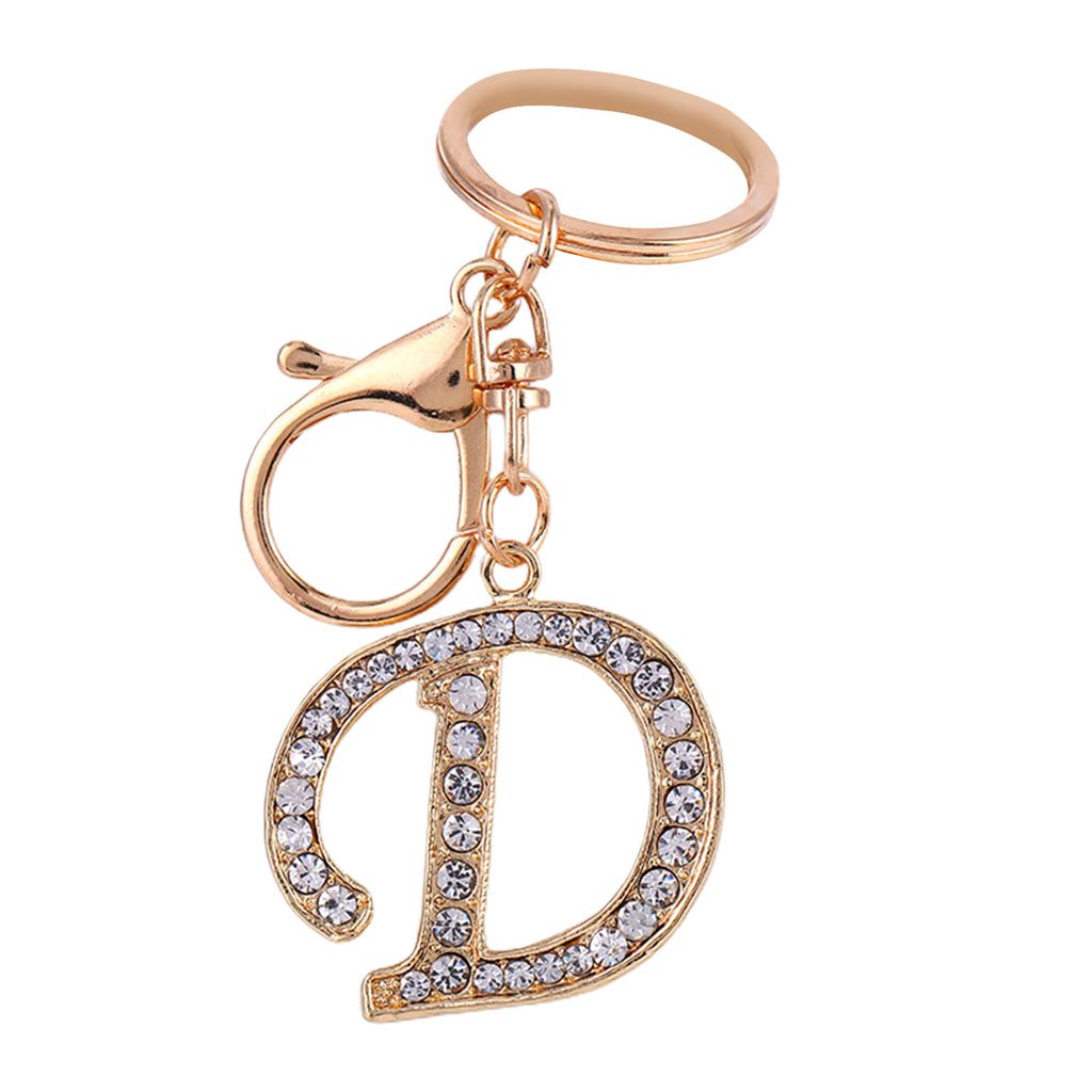 Schlüsselanhänger mit 26 Buchstaben, Strass, Uni, kompakt, langlebig, Schlüsselanhänger, Taschendekoration-D